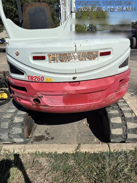2019 Takeuchi TB260 Takeuchi TB260 Canopy w/Rubber Tracks, Auxiliary Hydraulics, Standard Blade, Manual QC