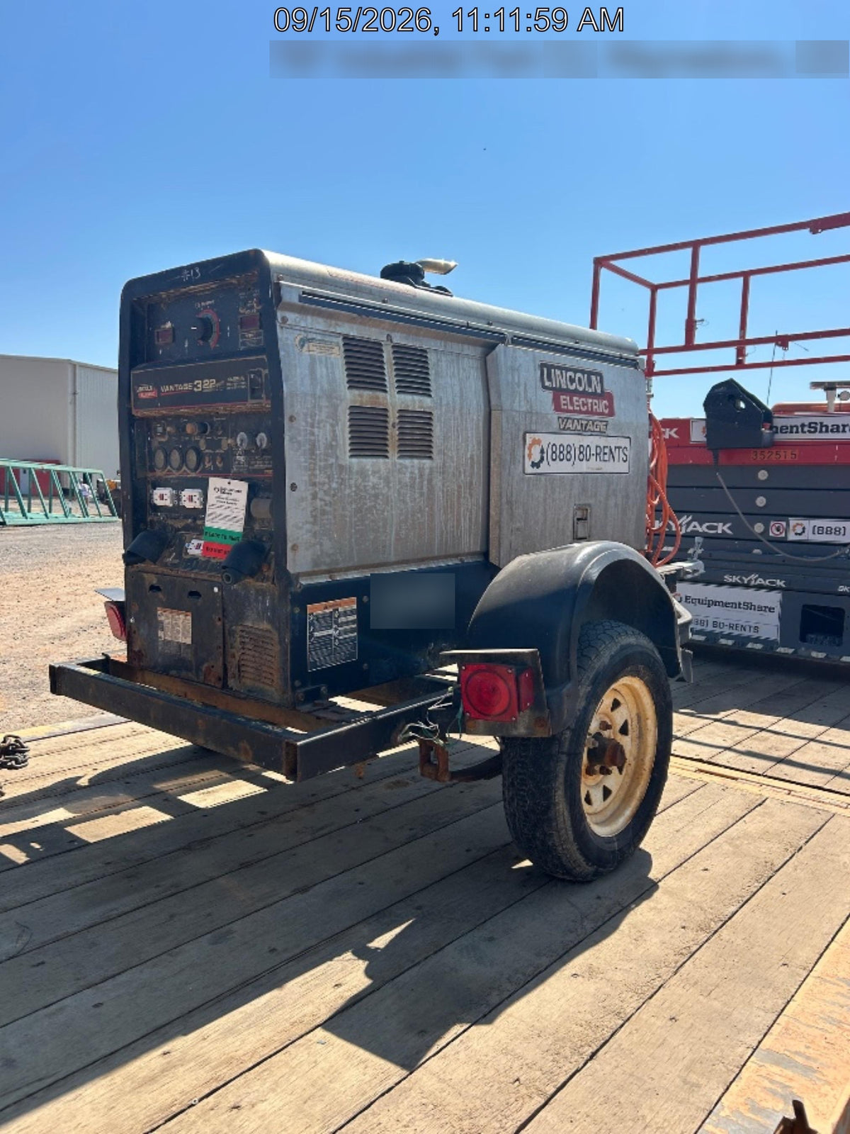2018 Lincoln Electric Vantage 322 Lincoln Vantage 322 Welder Ready Pak 3 - Vantage 322, Trailer, Fender and light kit, Cable rack