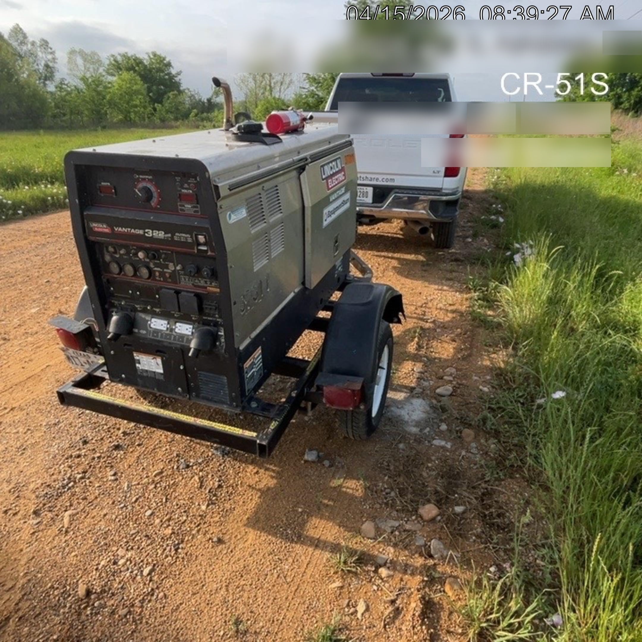 2019 Lincoln Electric Vantage 322 Ready-Pak 3, Two Wheel Trailer, Fender and Light Kit, Cable Rack