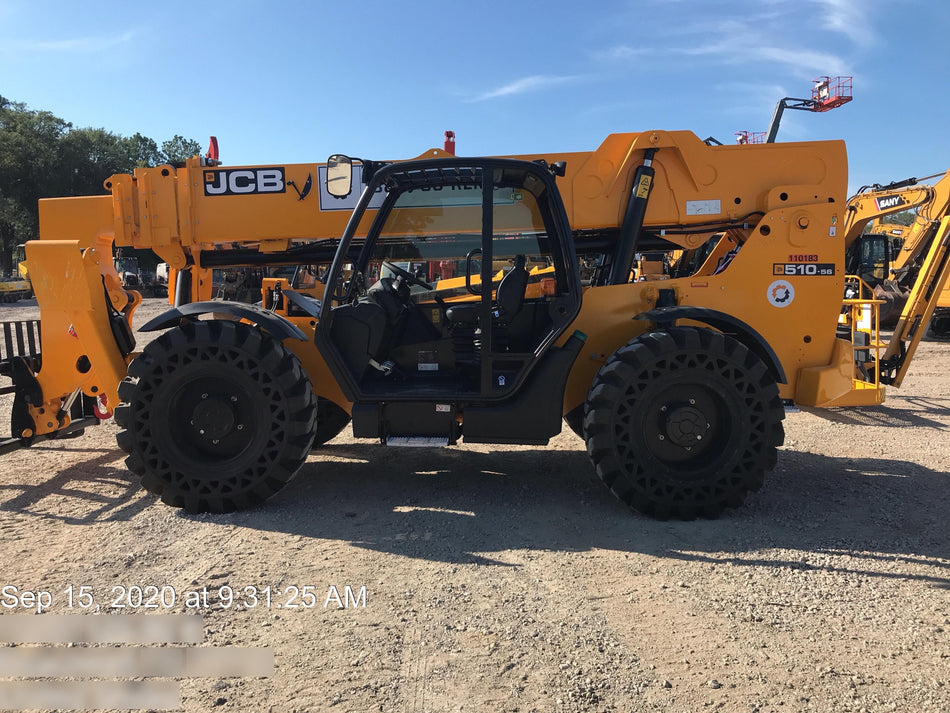2020 JCB 510-56 Canopy, Solid Tires, Work Lights, Beacon, Aux Hydraulics, Back up Alarm, Lifting Eye, ES Decals