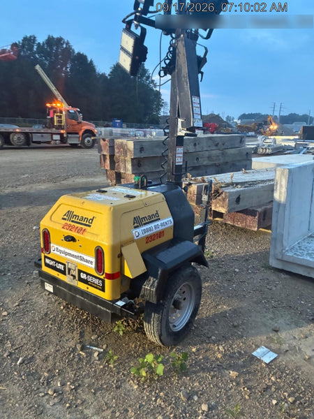 2022 Allmand NLV3GR (4) LED Light Fixture 350W, 23' Vertical Mast, 3kW Prime, Towable, Deep Sea L401, Leveling Jacks, Yanmar T4F 5.8hp