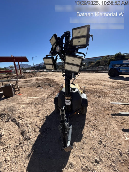 Allmand NLV3GR (4) LED Light Fixture 350W, 23' Vertical Mast, 3kW Prime, Towable, Deep Sea L401, Leveling Jacks, Yanmar T4F 5.8hp