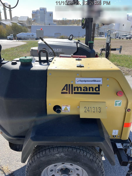 2022 Allmand NLV3GR (4) LED Light Fixture 350W, 23' Vertical Mast, 3kW Prime, Towable, Deep Sea L401, Leveling Jacks, Yanmar T4F 5.8hp