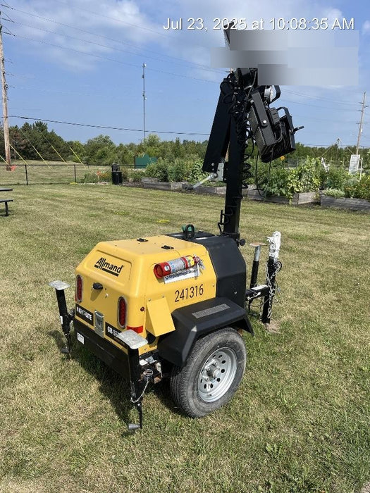 2022 Allmand NLV3GR (4) LED Light Fixture 350W, 23' Vertical Mast, 3kW Prime, Towable, Deep Sea L401, Leveling Jacks, Yanmar T4F 5.8hp