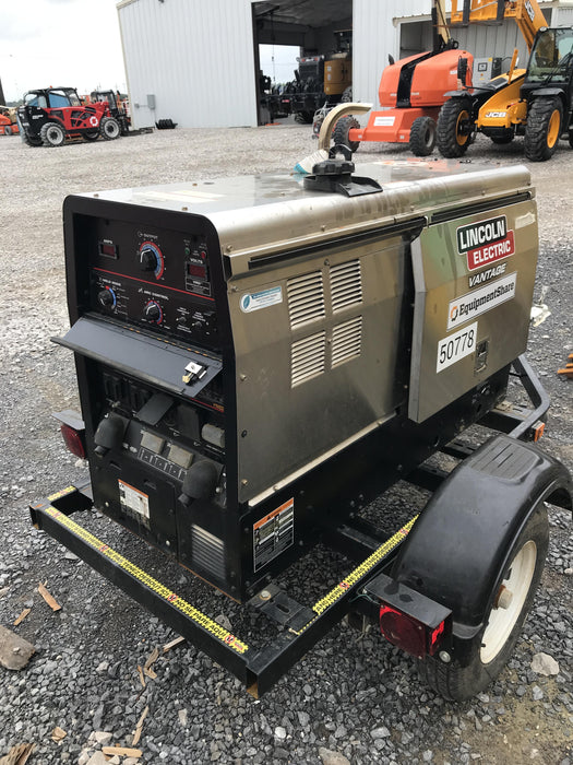 2019 Lincoln Electric Vantage 322 Welder Ready-Pak 3, Two wheel trailer, Fender and Light kit, Cable Rack