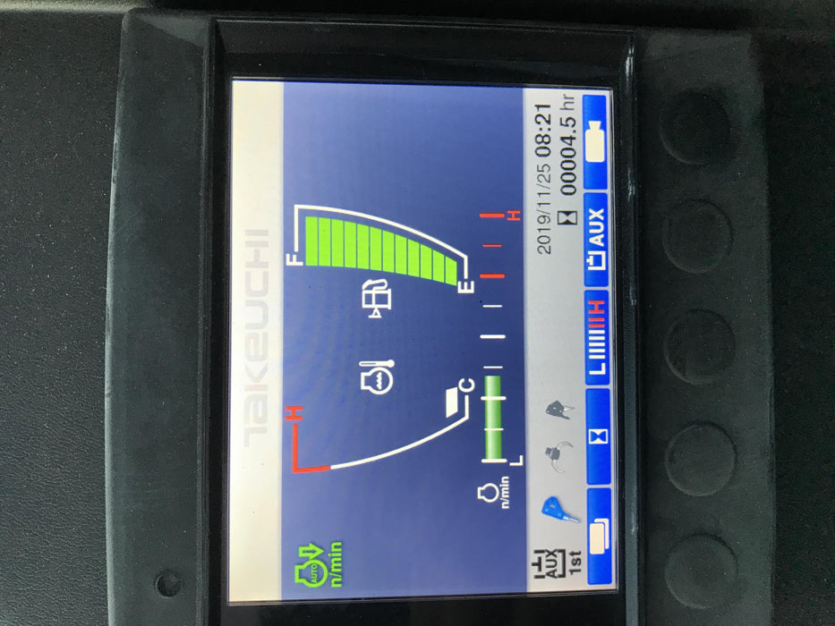 2019 Takeuchi TB290 Cab, AC, Rubber Tracks, Dozer Blade, Travel Alarm, Control Pattern Change Valve, Auxiliary Hydraulics w/18" Quick Coupler Bucket with teeth, 6.2 cu. ft. capacity/24" Quick Coupler Bucket with teeth, 8.6 cu. ft. capacity/36" Quick Coupler Bucket with teeth, 13.4 cu. ft. capacity, Quick Coupler, Hydraulic Thumb Installed