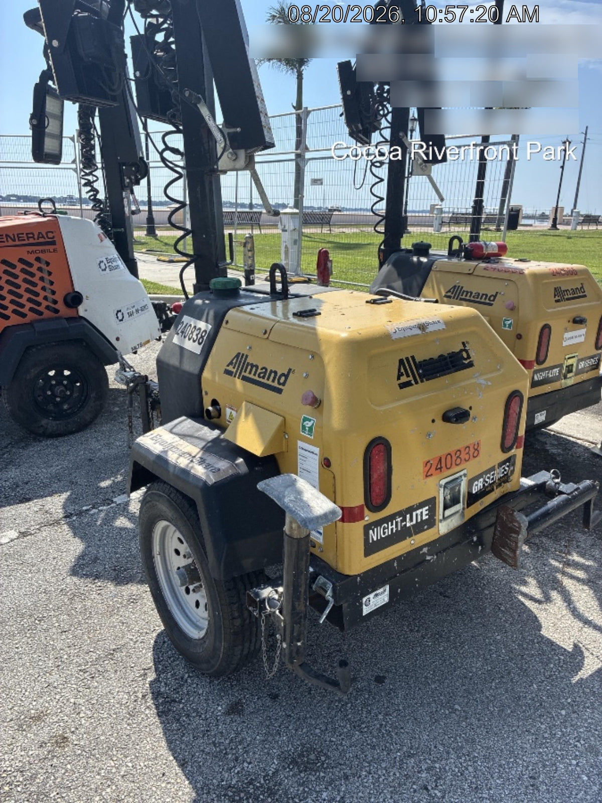 2022 Allmand NLV3GR (4) LED Light Fixture 350W, 23' Vertical Mast, 3kW Prime, Towable, Deep Sea L401, Leveling Jacks, Yanmar T4F 5.8hp