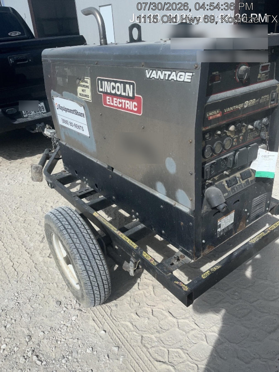 2019 Lincoln Electric Vantage 322 Lincoln Vantage 322 Welder w/Trailer, Light Kit, Cable Rack