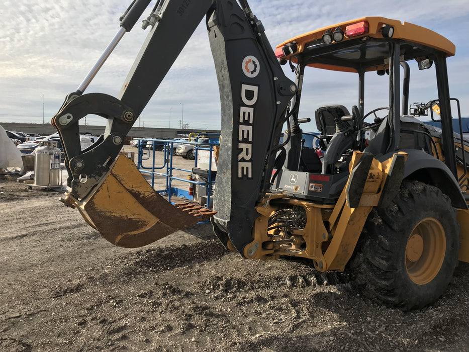 2019 John Deere 310LEP 4WD, Canopy, Standard dipper, ISO Controls, Rear Auxiliary Hydraulics, Manual QC w/Buckets: 12”, 18”, and 24”