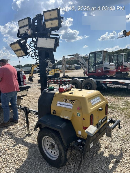 2022 Allmand NLV3GR (4) LED Light Fixture 350W, 23' Vertical Mast, 3kW Prime, Towable, Deep Sea L401, Leveling Jacks, Yanmar T4F 5.8hp