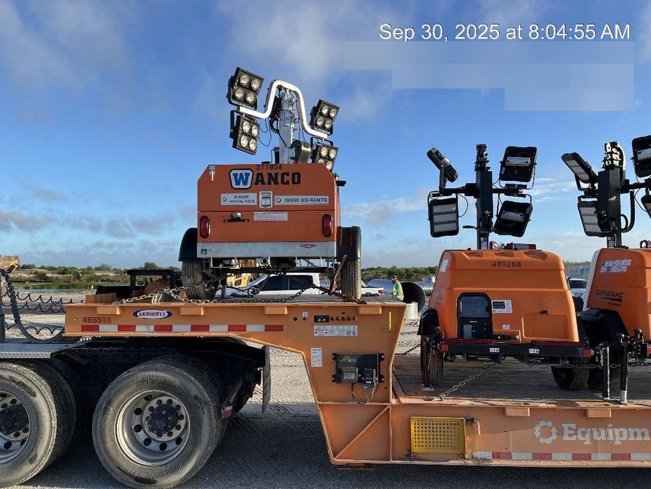 2021 Allmand NLV3GR (4) LED Light Fixture 350W, 23' Vertical Mast, 3kW Prime, Towable, Deep Sea L401, Leveling Jacks, Yanmar T4F 5.8hp