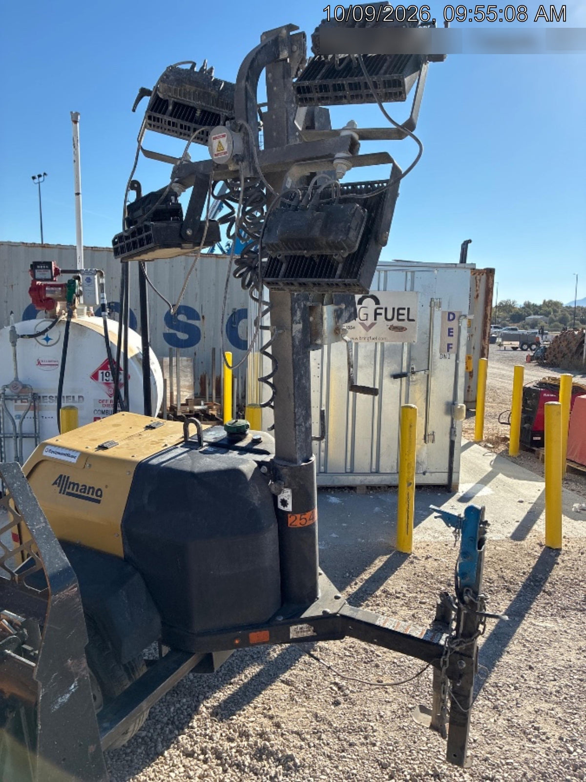 2022 Allmand NLV3GR (4) LED Light Fixture 350W, 23' Vertical Mast, 3kW Prime, Towable, ES Decals, T3