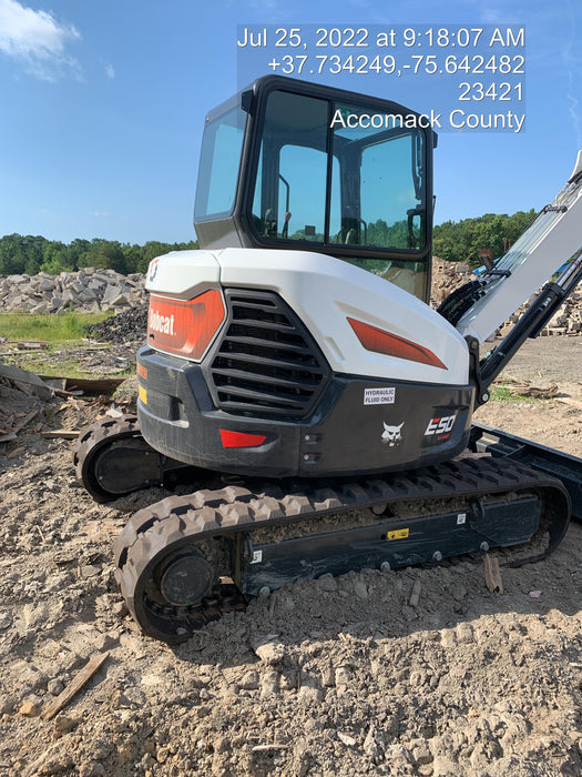 2022 Bobcat E50 Cab/Heat/Air, Rubber Tracks, Manual QC, Hydraulic Thumb