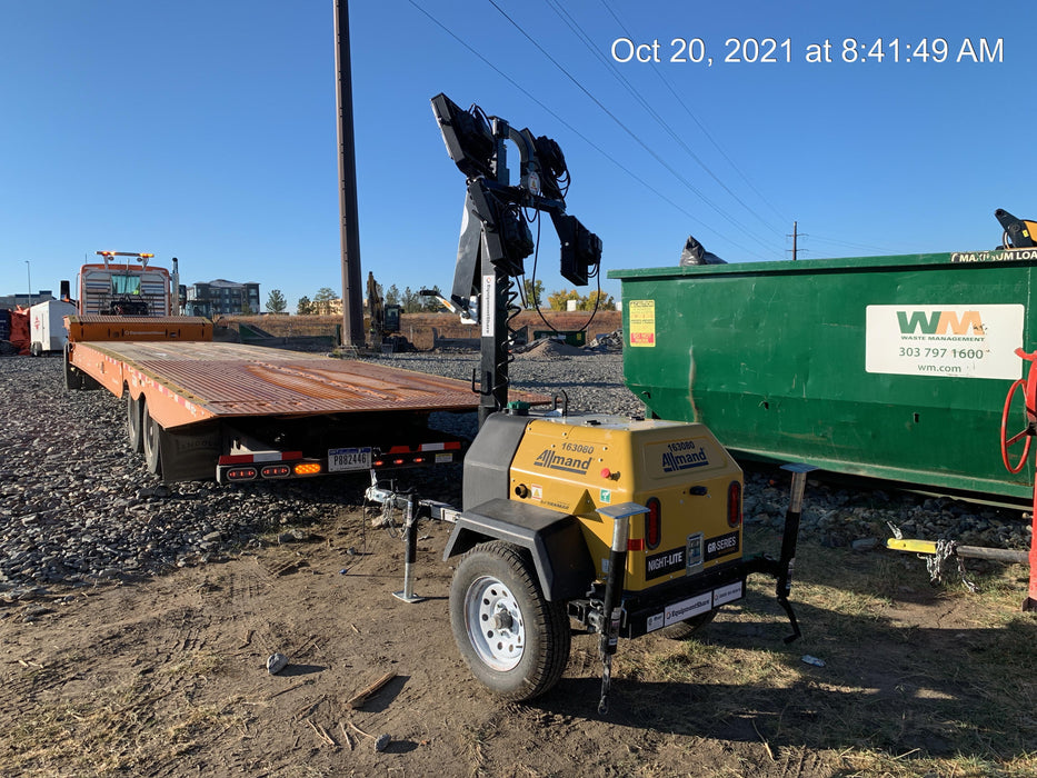 2021 Allmand NLV3GR (4) LED Light Fixture 350W, 23' Vertical Mast, 3kW Prime, Towable, Deep Sea L401, Leveling Jacks, Yanmar T4F 5.8hp