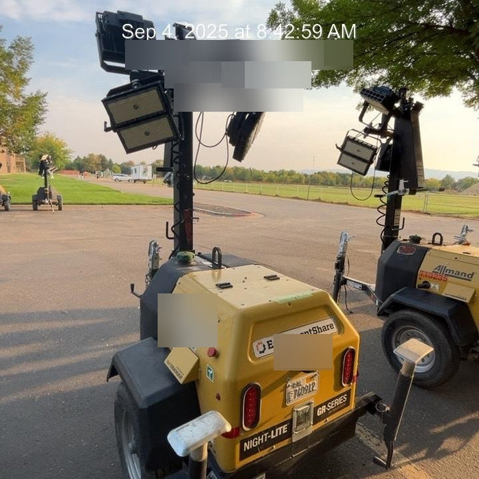 2021 Allmand NLV3GR (4) LED Light Fixture 350W, 23' Vertical Mast, 3kW Prime, Towable, Deep Sea L401, Leveling Jacks, Yanmar T4F 5.8hp