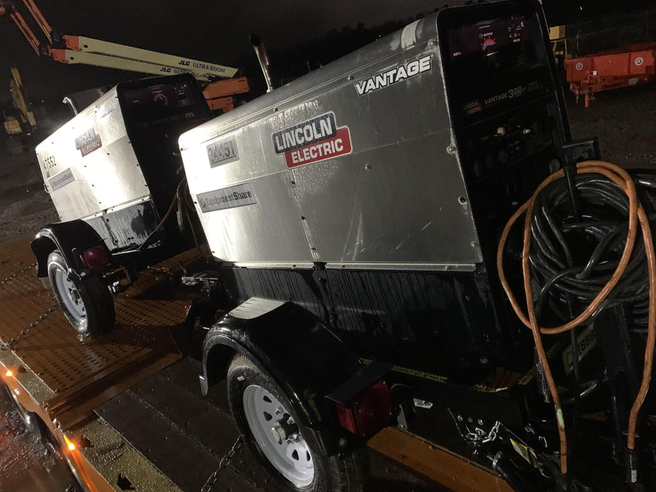 2019 Lincoln Electric Vantage 322 Welder Ready-Pak 3, Two wheel trailer, Fender and Light kit, Cable Rack
