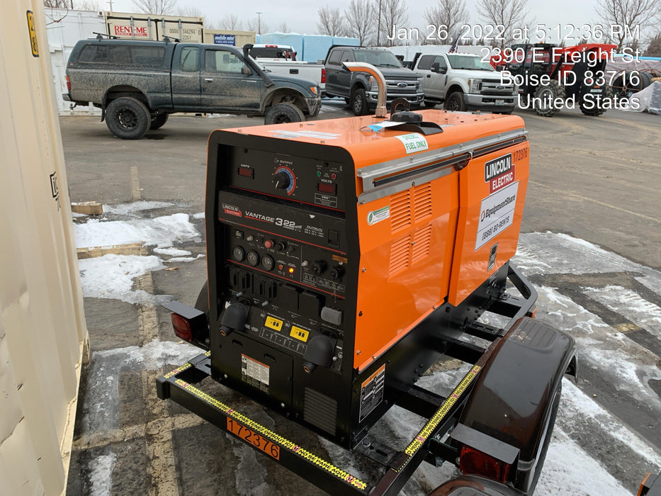 2021 Lincoln Electric Vantage 322 Vantage 322 Ready Pak 3 w/ Decals, ORANGE (includes trailer, cable rack, fender light kit) NO Telematics