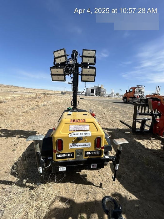 2022 Allmand NLV3GR (4) LED Light Fixture 350W, 23' Vertical Mast, 3kW Prime, Towable, ES Decals, T3