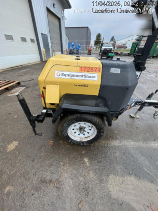 2021 Allmand NLV3GR (4) LED Light Fixture 350W, 23' Vertical Mast, 3kW Prime, Towable, Deep Sea L401, Leveling Jacks, Yanmar T4F 5.8hp