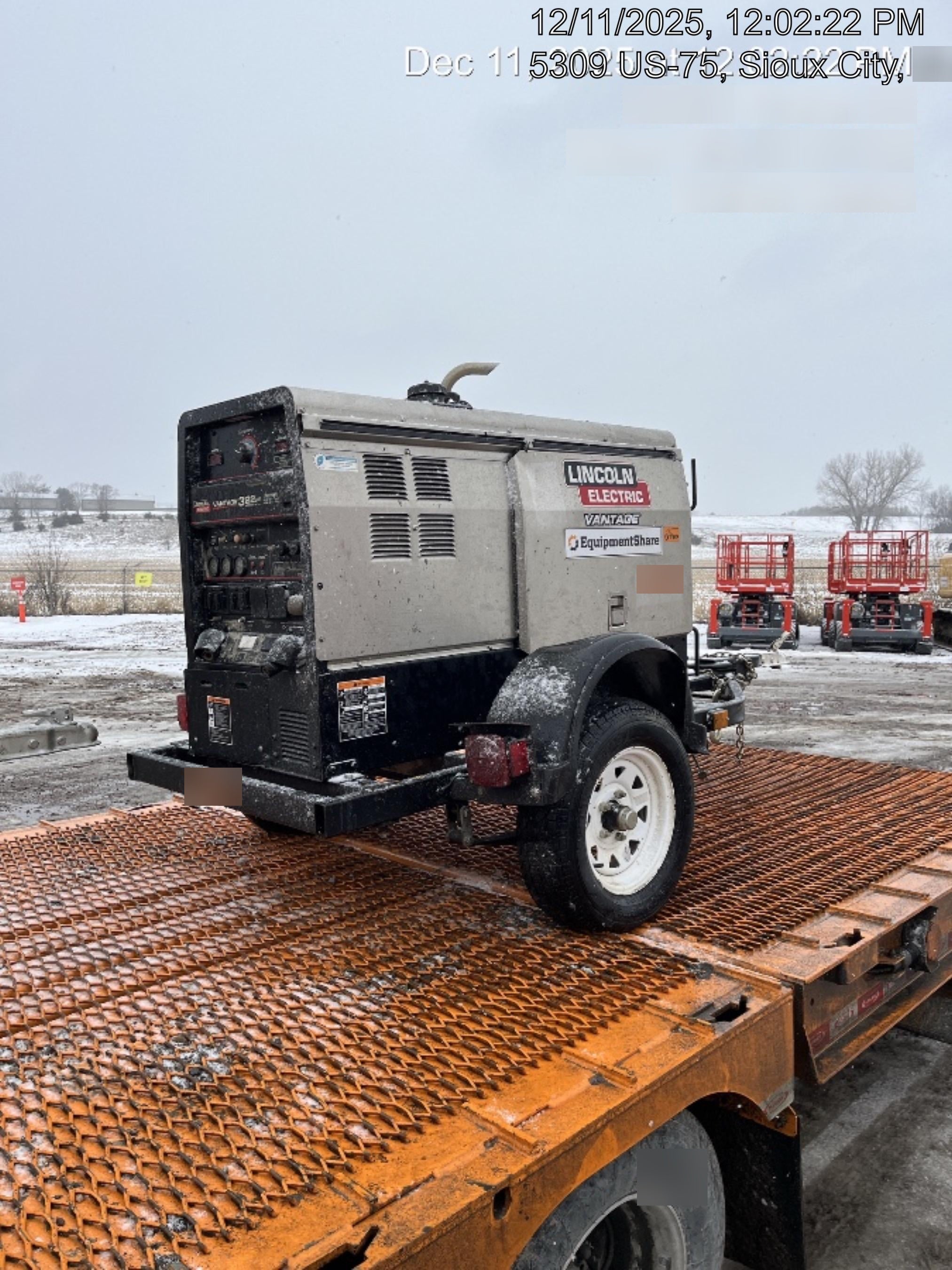 2019 Lincoln Electric Vantage 322 Ready-Pak 3, Two Wheel Trailer, Fender and Light Kit, Cable Rack
