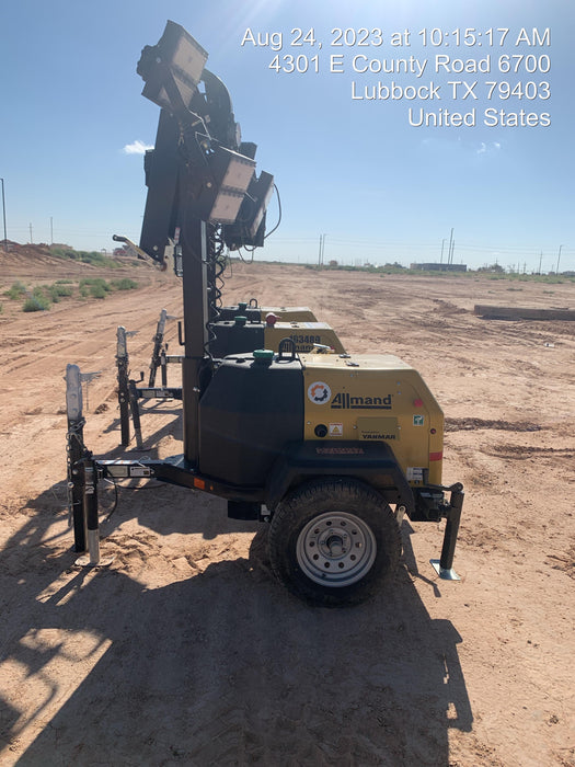 2022 Allmand NLV3GR (4) LED Light Fixture 350W, 23' Vertical Mast, 3kW Prime, Towable, ES Decals, T3