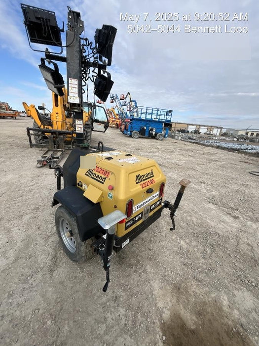 2022 Allmand NLV3GR (4) LED Light Fixture 350W, 23' Vertical Mast, 3kW Prime, Towable, Deep Sea L401, Leveling Jacks, Yanmar T4F 5.8hp