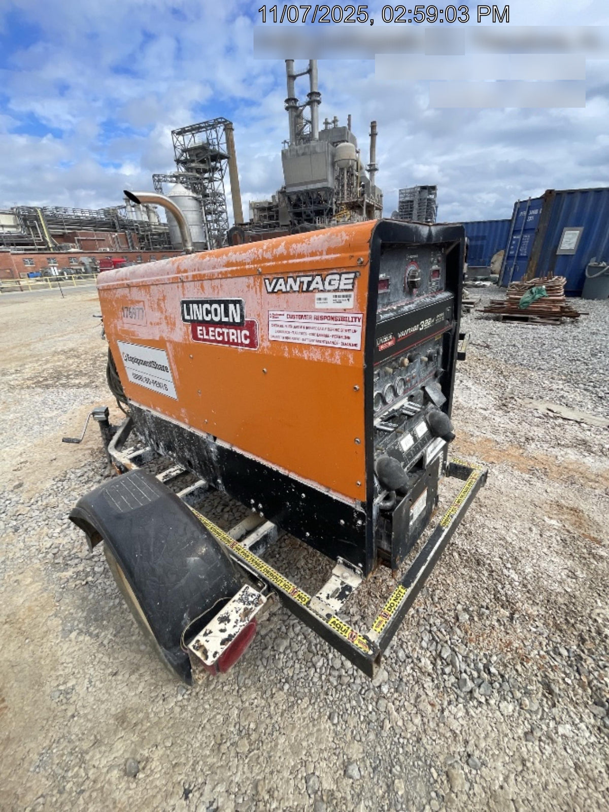 2021 Lincoln Electric Vantage 322 Vantage 322 Ready Pak 3 w/ Decals, ORANGE (includes trailer, cable rack, fender light kit) NO Telematics