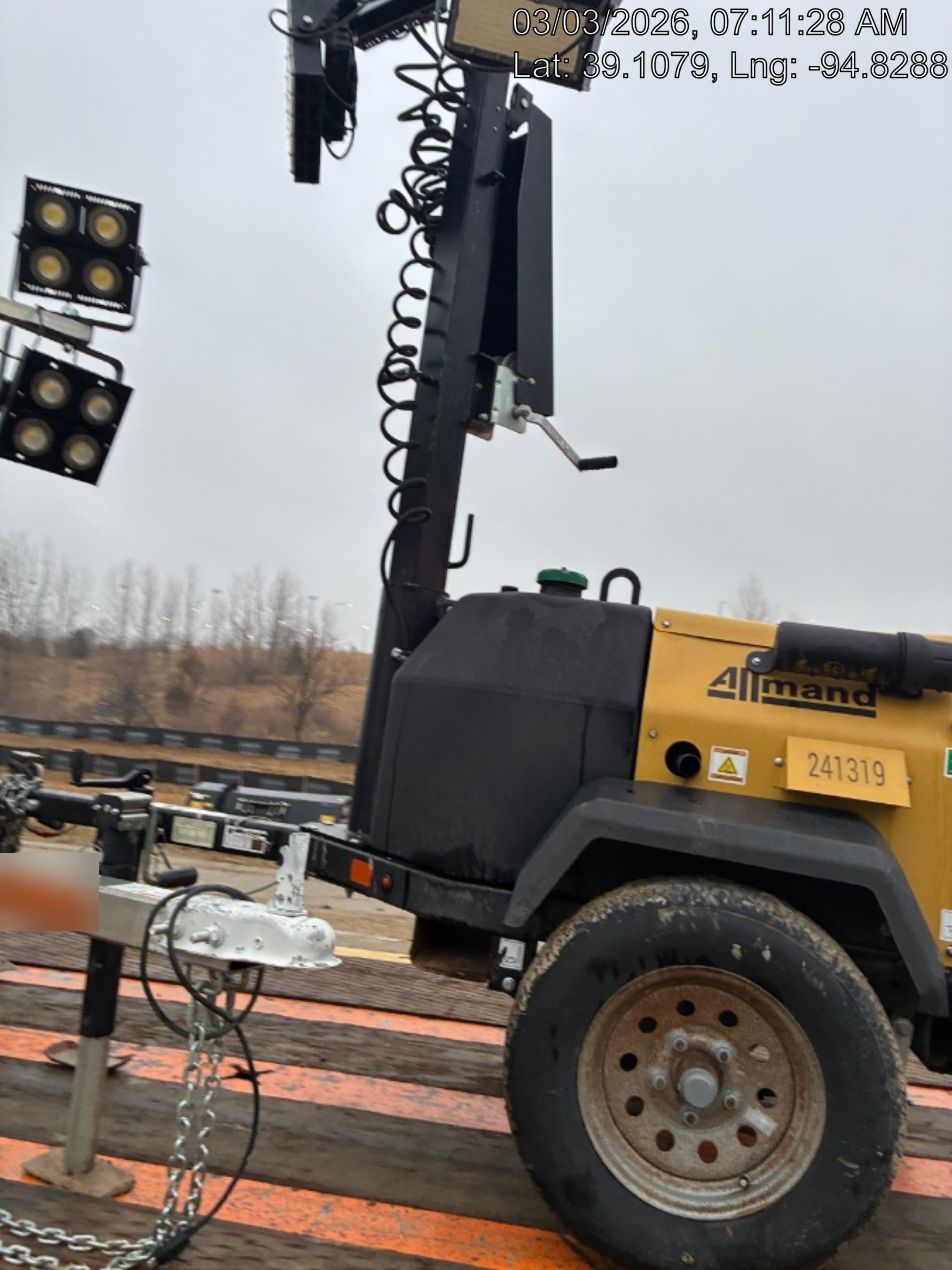 2022 Allmand NLV3GR (4) LED Light Fixture 350W, 23' Vertical Mast, 3kW Prime, Towable, Deep Sea L401, Leveling Jacks, Yanmar T4F 5.8hp