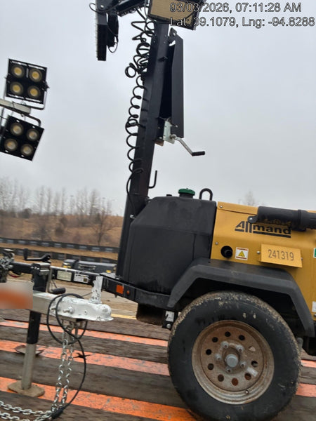 2022 Allmand NLV3GR (4) LED Light Fixture 350W, 23' Vertical Mast, 3kW Prime, Towable, Deep Sea L401, Leveling Jacks, Yanmar T4F 5.8hp