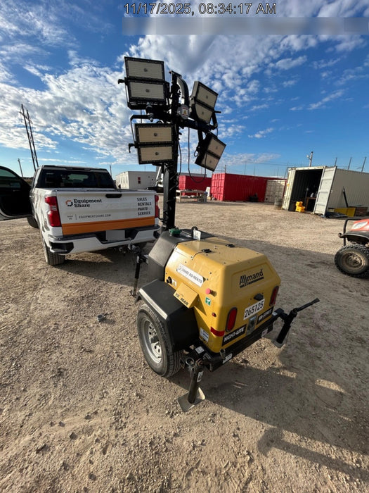 2022 Allmand NLV3GR (4) LED Light Fixture 350W, 23' Vertical Mast, 3kW Prime, Towable, ES Decals, T3