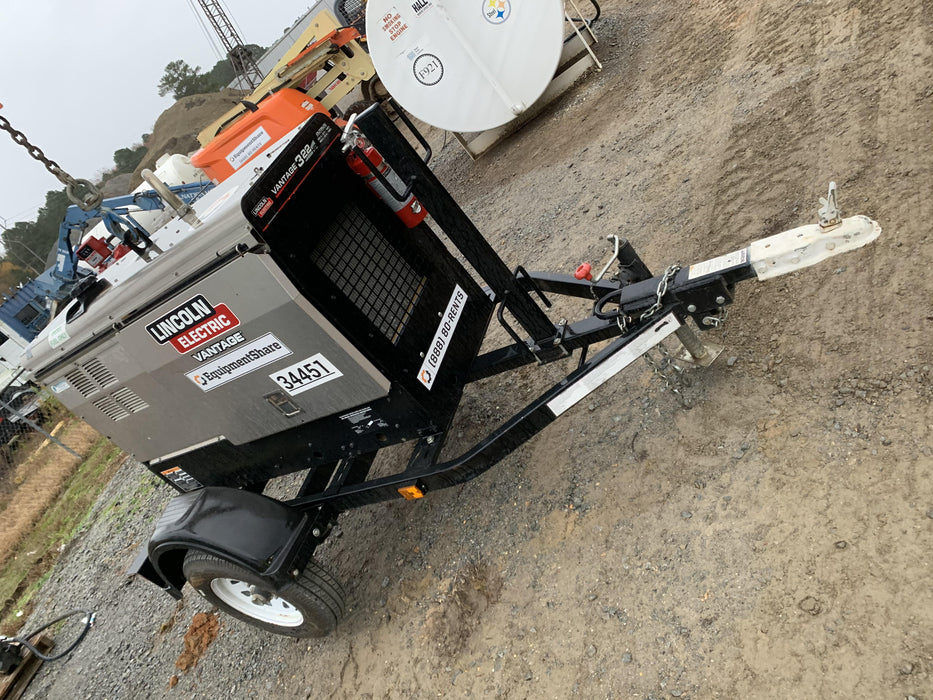 2019 Lincoln Electric Vantage 322 Welder Ready-Pak 3, Two wheel trailer, Fender and Light kit, Cable Rack
