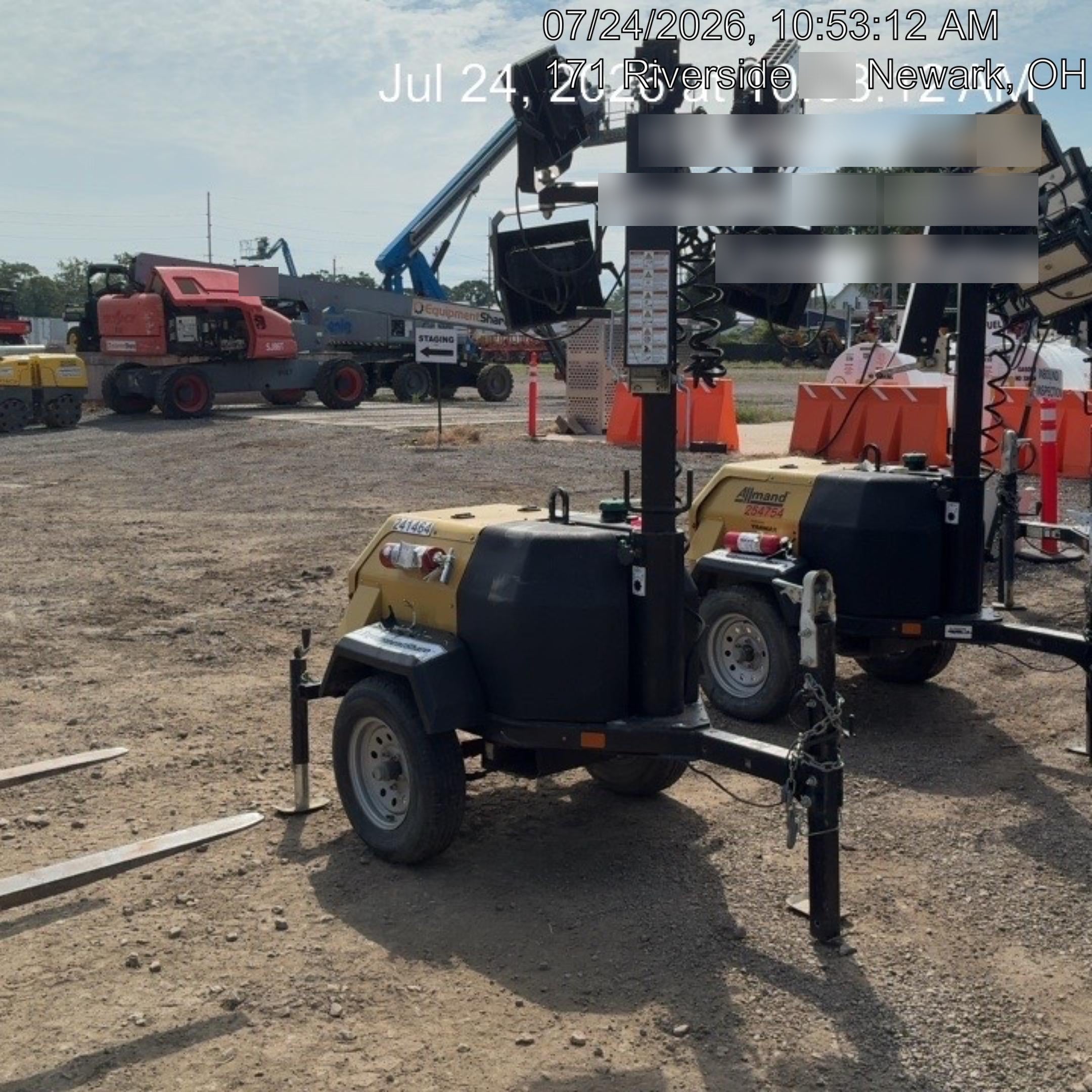 2022 Allmand NLV3GR (4) LED Light Fixture 350W, 23' Vertical Mast, 3kW Prime, Towable, Deep Sea L401, Leveling Jacks, Yanmar T4F 5.8hp