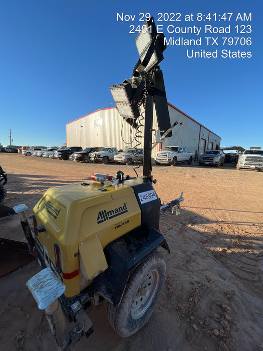 2022 Allmand NLV3GR (4) LED Light Fixture 350W, 23' Vertical Mast, 3kW Prime, Towable, ES Decals, T3