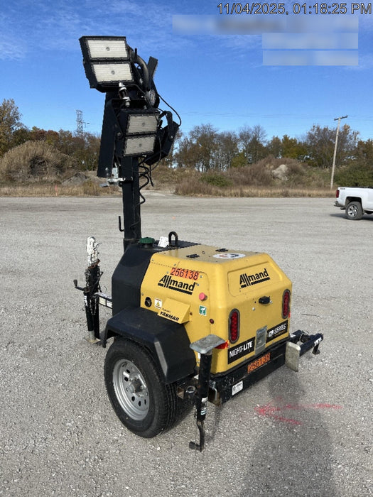 2022 Allmand NLV3GR (4) LED Light Fixture 350W, 23' Vertical Mast, 3kW Prime, Towable, ES Decals, T3