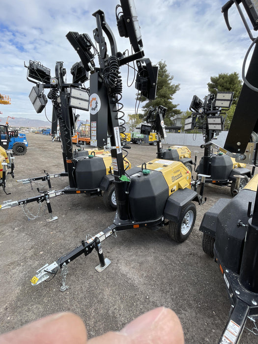 2021 Allmand NLV3GR (4) LED Light Fixture 350W, 23' Vertical Mast, 3kW Prime, Towable, Deep Sea L401, Leveling Jacks, Yanmar T4F 5.8hp