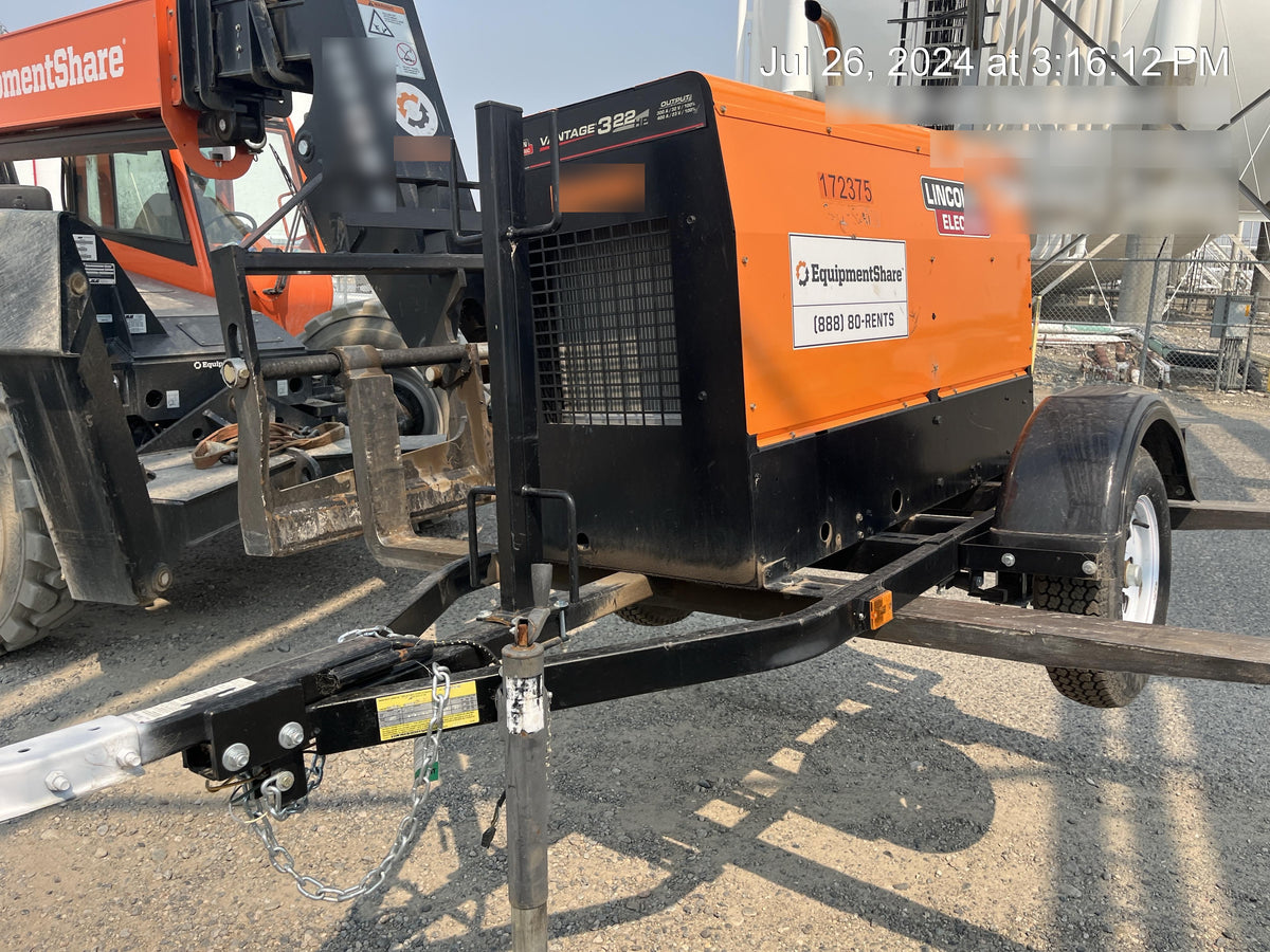 2021 Lincoln Electric Vantage 322 Vantage 322 Ready Pak 3 w/ Decals, ORANGE (includes trailer, cable rack, fender light kit) NO Telematics