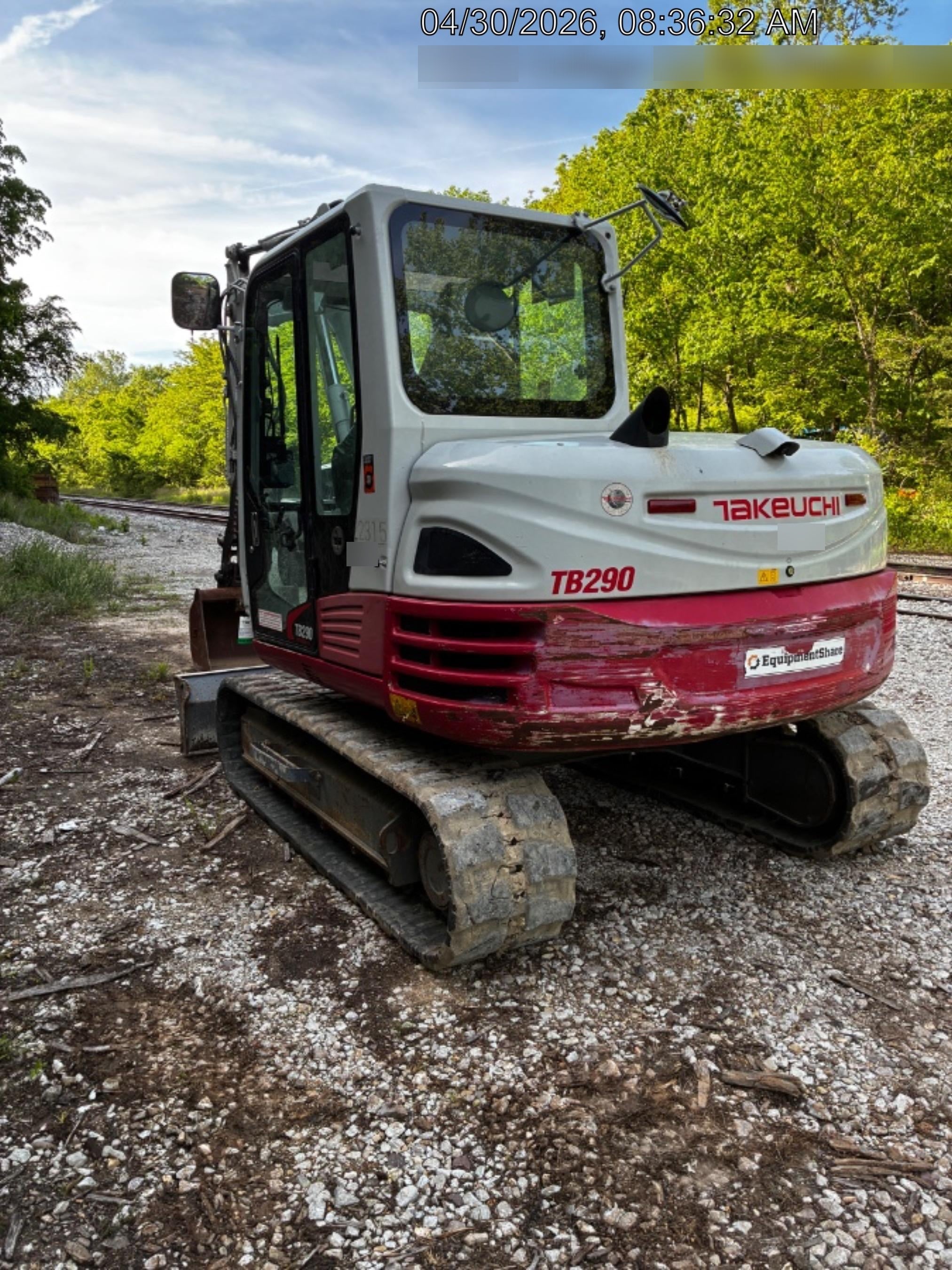 2019 Takeuchi TB290 Takeuchi TB290 Cab/Heat/AC w/Rubber Tracks, Auxiliary Hydraulics, Dozer Blade, Manual QC, 18/24/36" Buckets, Hydraulic Thumb Installed