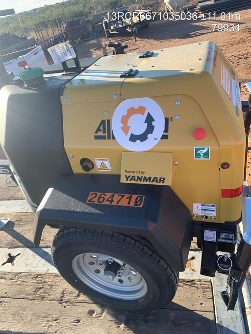 2022 Allmand NLV3GR (4) LED Light Fixture 350W, 23' Vertical Mast, 3kW Prime, Towable, ES Decals, T3