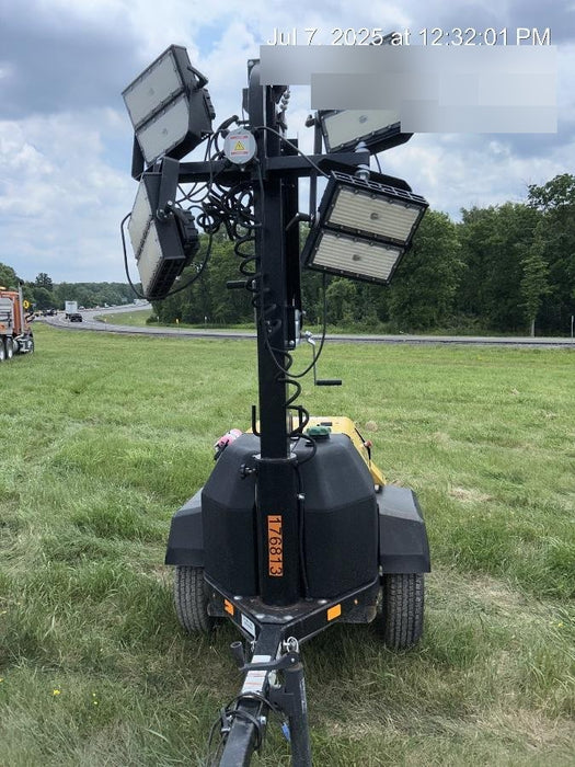 Allmand NLV3GR (4) LED Light Fixture 350W, 23' Vertical Mast, 3kW Prime, Towable, Deep Sea L401, Leveling Jacks, Yanmar T4F 5.8hp