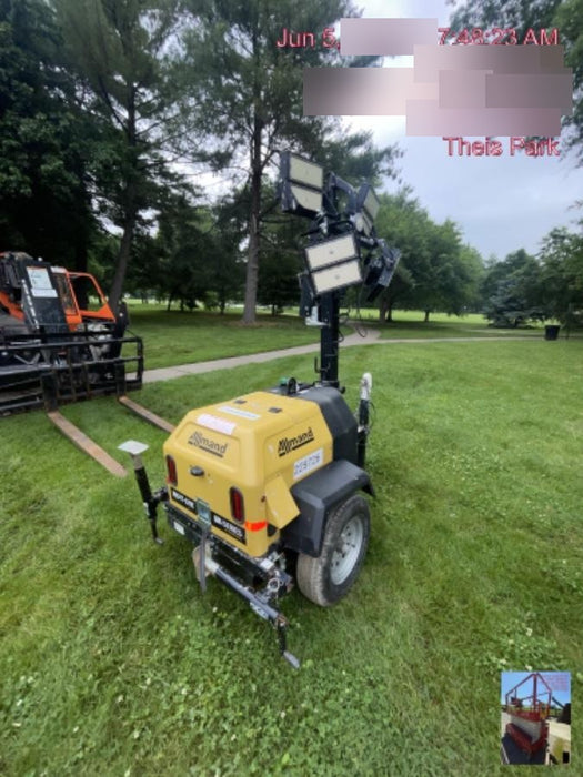 2022 Allmand NLV3GR (4) LED Light Fixture 350W, 23' Vertical Mast, 3kW Prime, Towable, Deep Sea L401, Leveling Jacks, Yanmar T4F 5.8hp