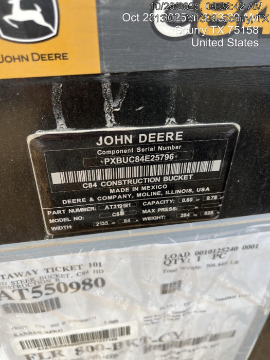 2025 JOHN DEERE 84" Bucket - John Deere