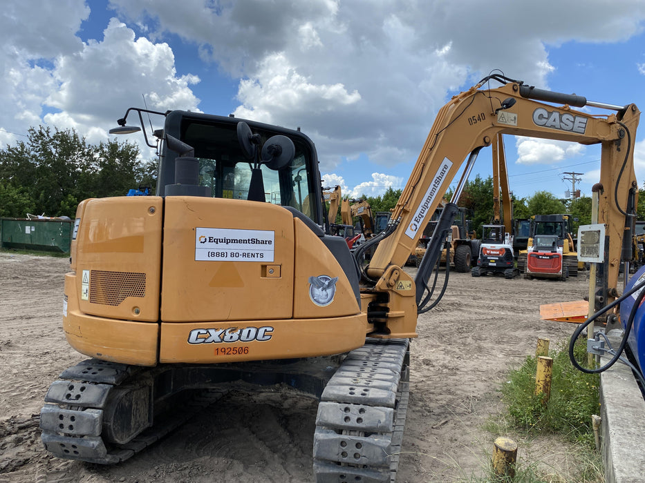 2017 Case CX80C CLOSED CAB, A/C,RUBBER TRACKS PADS,7'-2" ARM,THUMB
