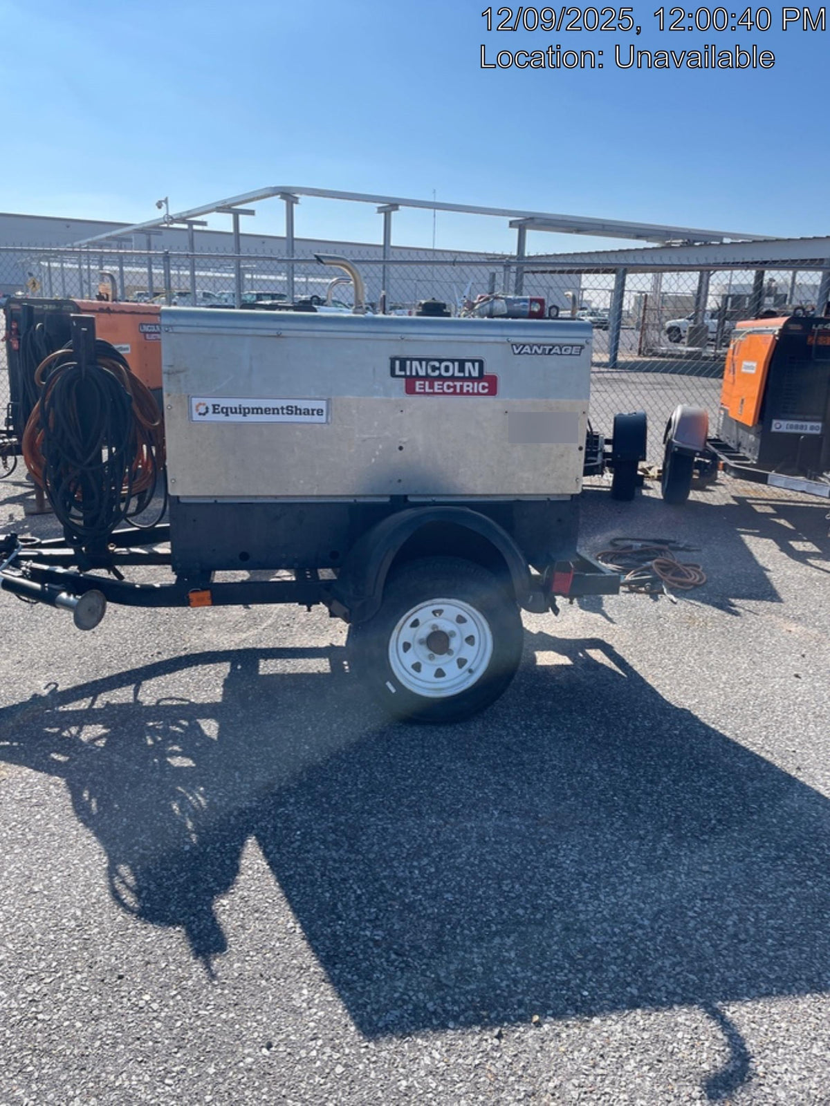 2019 Lincoln Electric Vantage 322 Ready-Pak 3, Two Wheel Trailer, Fender and Light Kit, Cable Rack