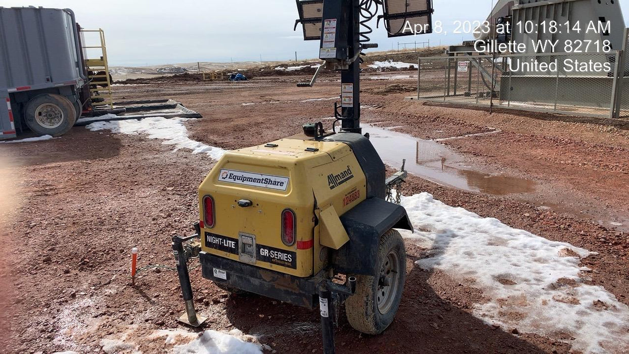 2022 Allmand NLV3GR (4) LED Light Fixture 350W, 23' Vertical Mast, 3kW Prime, Towable, Deep Sea L401, Leveling Jacks, Yanmar T4F 5.8hp