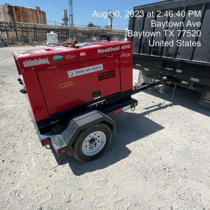 2022 Shindaiwa DGW400MDL Kubota D902 Engine, 23 HP, Dual Op Welder, Wire, Arc, Droop Stick, Tig, and CC Stick Functionality, Simulphase, 3 Phase and 1 Phase Gen Output, Single Axle NB Trlr, Slr Trckl Chrg 12V 12W, Fire Ext