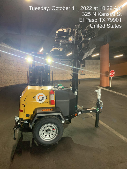 2022 Allmand NLV3GR (4) LED Light Fixture 350W, 23' Vertical Mast, 3kW Prime, Towable, ES Decals, T3