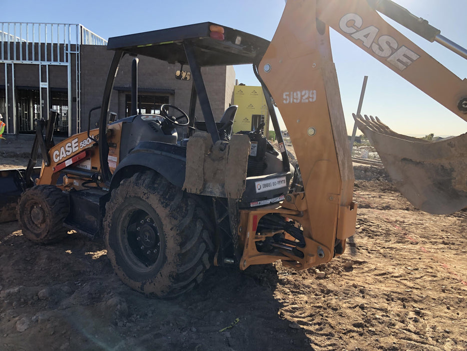 2019 Case 580N EP Canopy, 4WD, 1-Way Aux Hydraulics, Pilot Controls, Ride Control and Loader Aux Hydraulics, 900 LB. Front CWT, 82" HD LONG LIP (1 CU. YD.) W/BOCE AND LIFT EYES, FLIP OVER/STABILIZER PADS COMB
