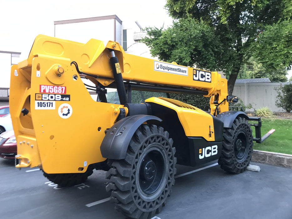 2020 JCB 509-42 Canopy, Solid Tires, Work Lights, Beacon, Aux Hydraulics, Back up Alarm, Lifting Eye, ES Decals