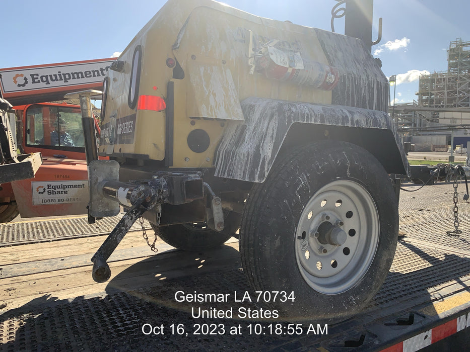 2022 Allmand NLV3GR (4) LED Light Fixture 350W, 23' Vertical Mast, 3kW Prime, Towable, Deep Sea L401, Leveling Jacks, Yanmar T4F 5.8hp