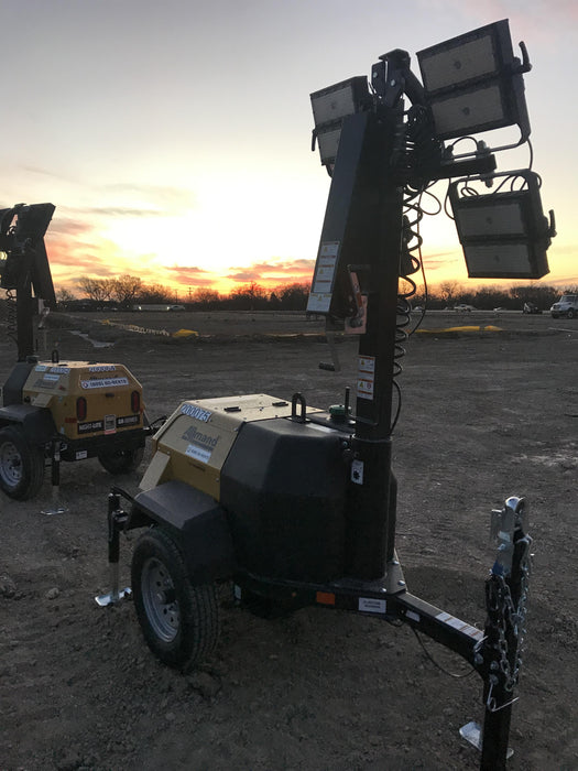 2022 Allmand NLV3GR (4) LED Light Fixture 350W, 23' Vertical Mast, 3kW Prime, Towable, Deep Sea L401, Leveling Jacks, Yanmar T4F 5.8hp